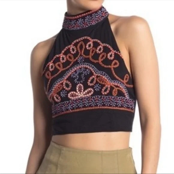 Free People GOA Embroidered Halter Crop Tops - Picture 6 of 6